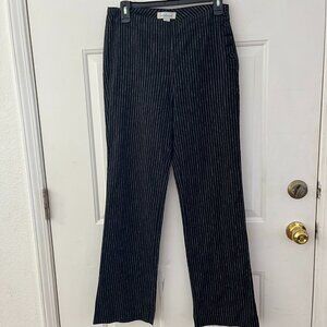 Sundance Woman's Amelia Black/White Striped Linen Trouser Pants Sz 2